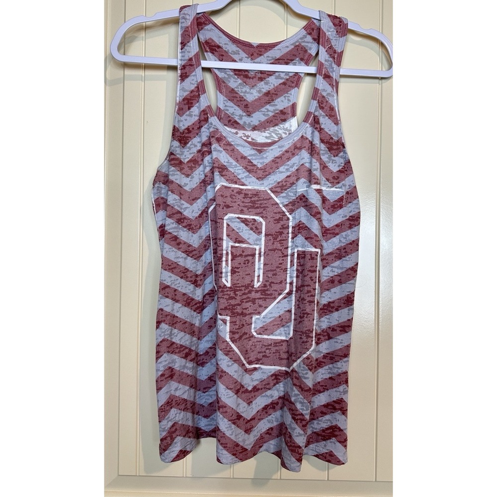 OKLAHOMA SOONERS OU Blue 84 Red Gray Sleeveless Women's Tank Top Shirt Sz L